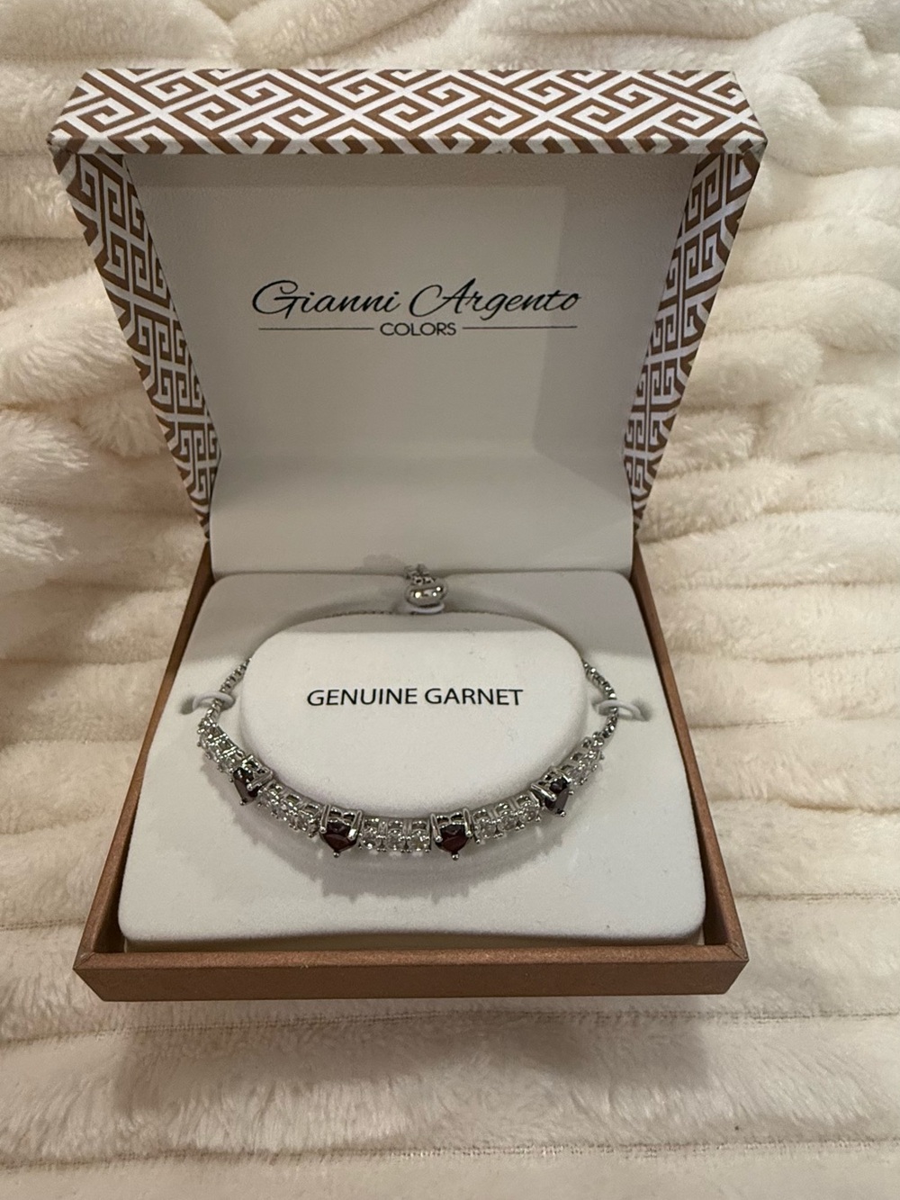 Gianni Argento Genuine Garnet Silver Bracelet
